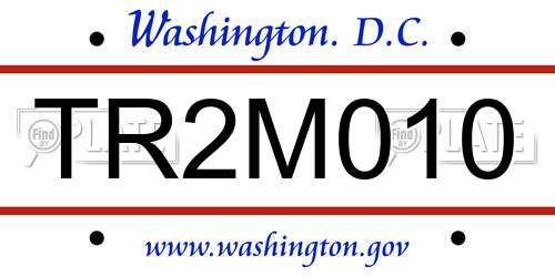 TR2M010 District Of Columbia License Plate