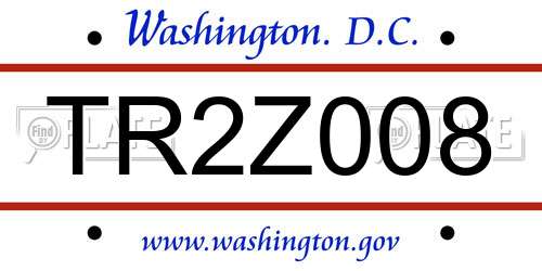 TR2Z008 District Of Columbia License Plate