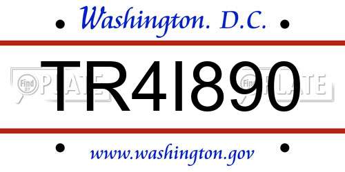 TR4I890 District Of Columbia License Plate