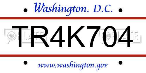 TR4K704 District Of Columbia License Plate