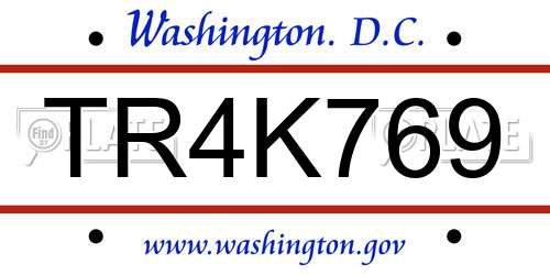 TR4K769 District Of Columbia License Plate