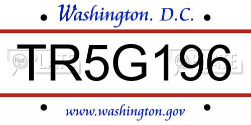 TR5G196 District Of Columbia License Plate