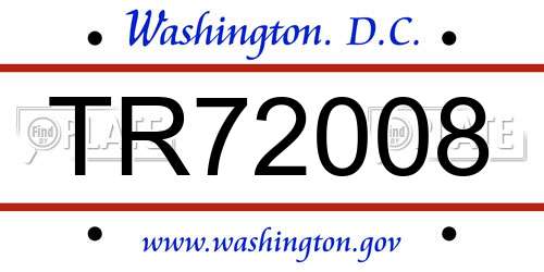 TR72008 District Of Columbia License Plate