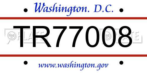 TR77008 District Of Columbia License Plate