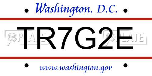 TR7G2E District Of Columbia License Plate
