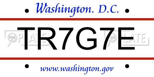 TR7G7E District Of Columbia License Plate