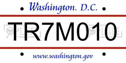 TR7M010 District Of Columbia License Plate