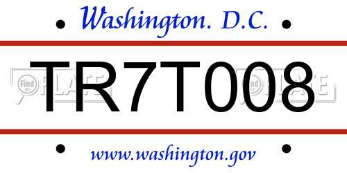 TR7T008 District Of Columbia License Plate