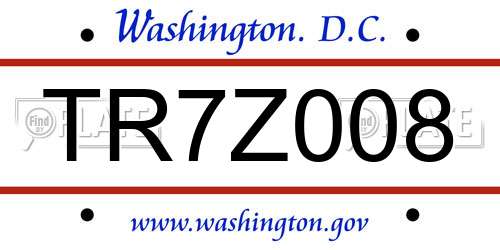 TR7Z008 District Of Columbia License Plate