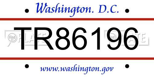 TR86196 District Of Columbia License Plate