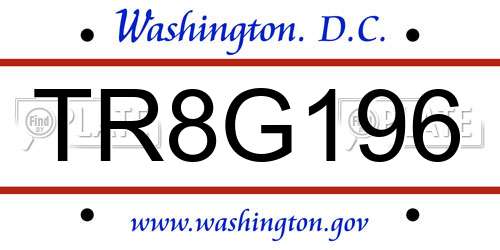 TR8G196 District Of Columbia License Plate