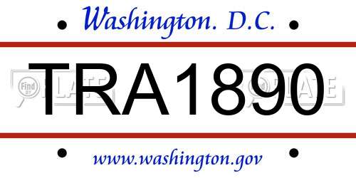TRA1890 District Of Columbia License Plate