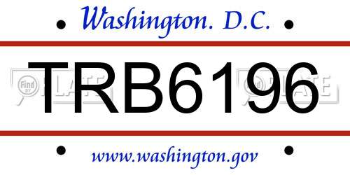TRB6196 District Of Columbia License Plate