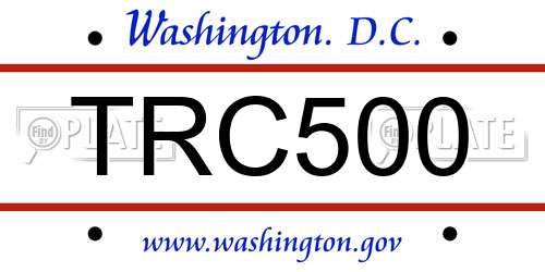 TRC500 District Of Columbia License Plate