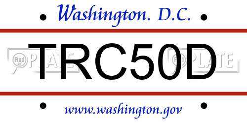TRC50D District Of Columbia License Plate