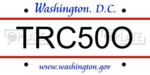 TRC50O District Of Columbia License Plate