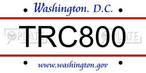 TRC800 District Of Columbia License Plate