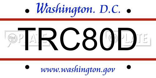 TRC80D District Of Columbia License Plate