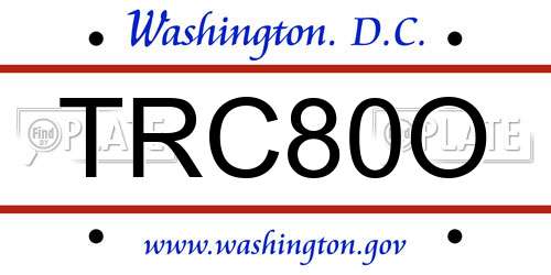 TRC80O District Of Columbia License Plate