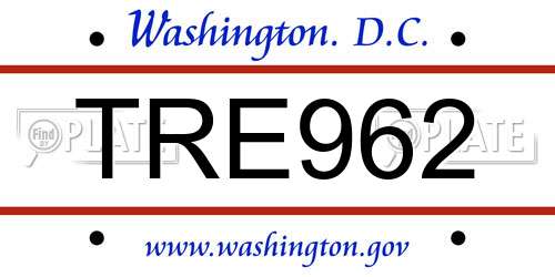 TRE962 District Of Columbia License Plate