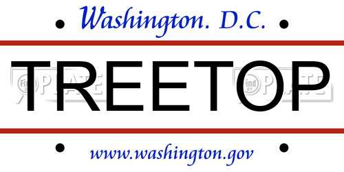 TREETOP District Of Columbia License Plate