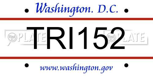 TRI152 District Of Columbia License Plate