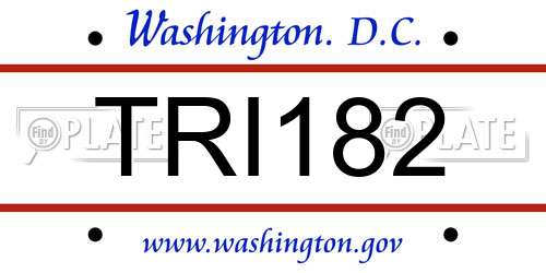 TRI182 District Of Columbia License Plate