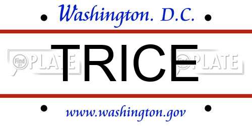 TRICE District Of Columbia License Plate
