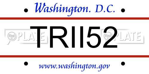 TRII52 District Of Columbia License Plate
