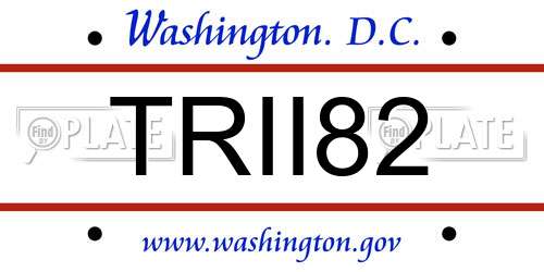 TRII82 District Of Columbia License Plate