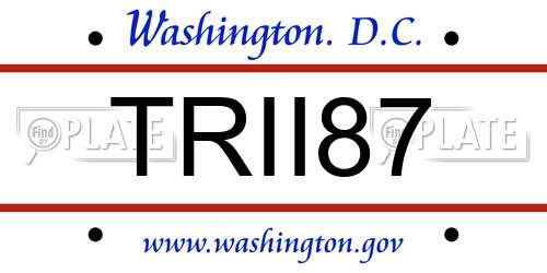 TRII87 District Of Columbia License Plate