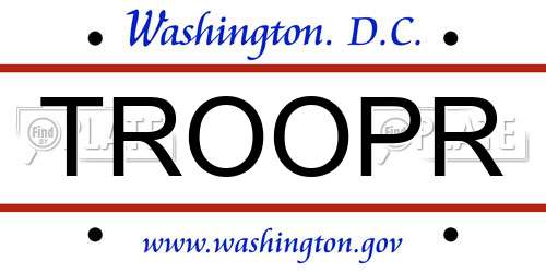 TROOPR District Of Columbia License Plate