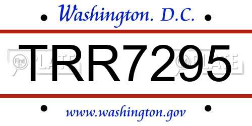 TRR7295 District Of Columbia License Plate