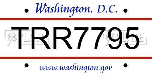 TRR7795 District Of Columbia License Plate