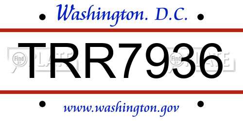 TRR7936 District Of Columbia License Plate
