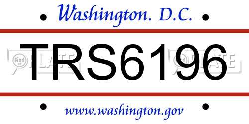 TRS6196 District Of Columbia License Plate