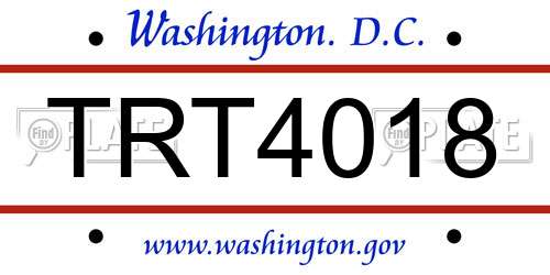 TRT4018 District Of Columbia License Plate