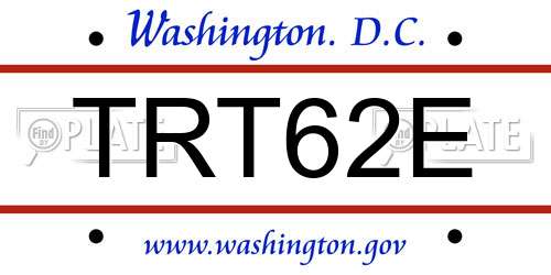 TRT62E District Of Columbia License Plate