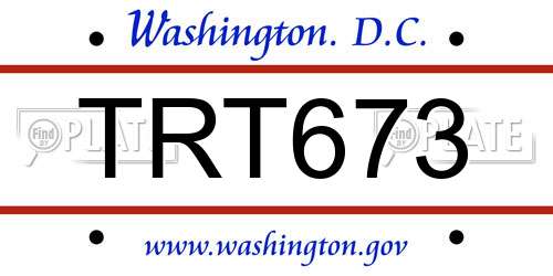TRT673 District Of Columbia License Plate