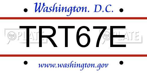 TRT67E District Of Columbia License Plate