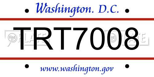 TRT7008 District Of Columbia License Plate