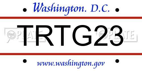 TRTG23 District Of Columbia License Plate