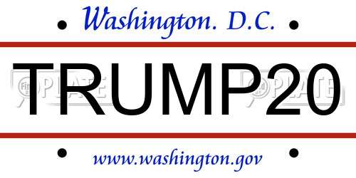 TRUMP20 District Of Columbia License Plate