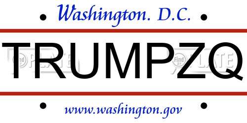 TRUMPZQ District Of Columbia License Plate