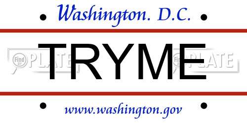 TRYME District Of Columbia License Plate