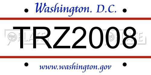 TRZ2008 District Of Columbia License Plate