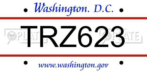 TRZ623 District Of Columbia License Plate