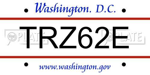 TRZ62E District Of Columbia License Plate