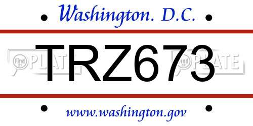 TRZ673 District Of Columbia License Plate