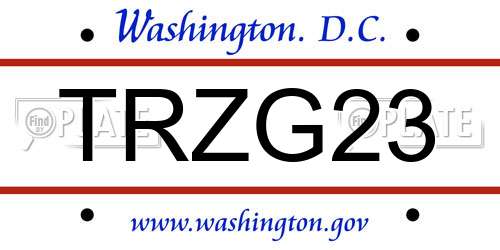 TRZG23 District Of Columbia License Plate